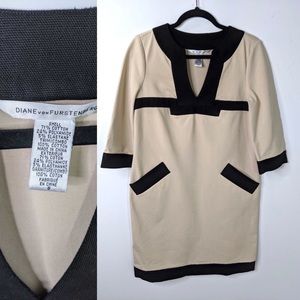 Diane Von Furstenberg Nude And Black Cotton Dress